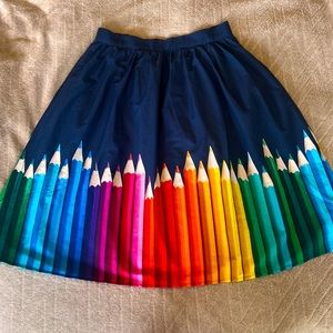 ModCloth M Fervour Colored Pencil Skirt Midi Retro Novelty Art Teacher Rainbow
